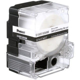 Panduit S100X225VAM self-laminating wire and cable label cassette, featuring white print-on area and clear overlaminate for durable identification.