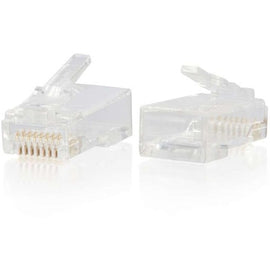 RJ45 Cat6 Modular Plug with gold-plated contacts and clear polycarbonate construction for durable, high-speed network connections.