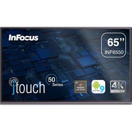 Maxnerva JTouch INF6550 – 65” 4K UHD interactive touchscreen display with Android 9, Bluetooth, and pre-installed whiteboard apps.