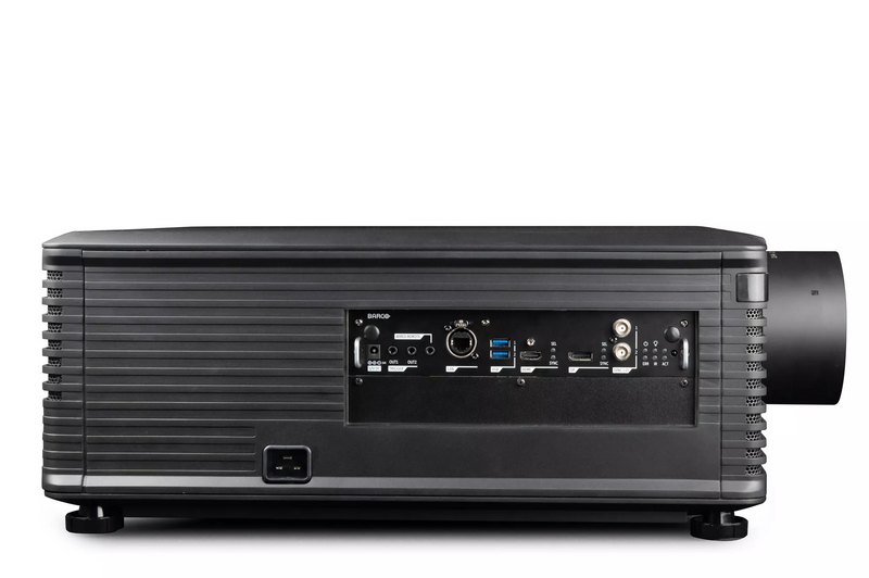 Barco I600-4K8 W US TAA projector R9400811BUS - left side connector panel view - Projex Display